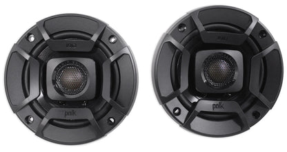 (2) polk audio 4" chrome TOWER speakers+mtx 2-CHANNEL amp for ATV/UTVCART