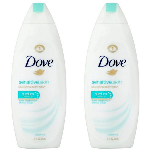 (2 PACK) dove BODY wash SENSITIVE skin 22 OUNCE (650ml)