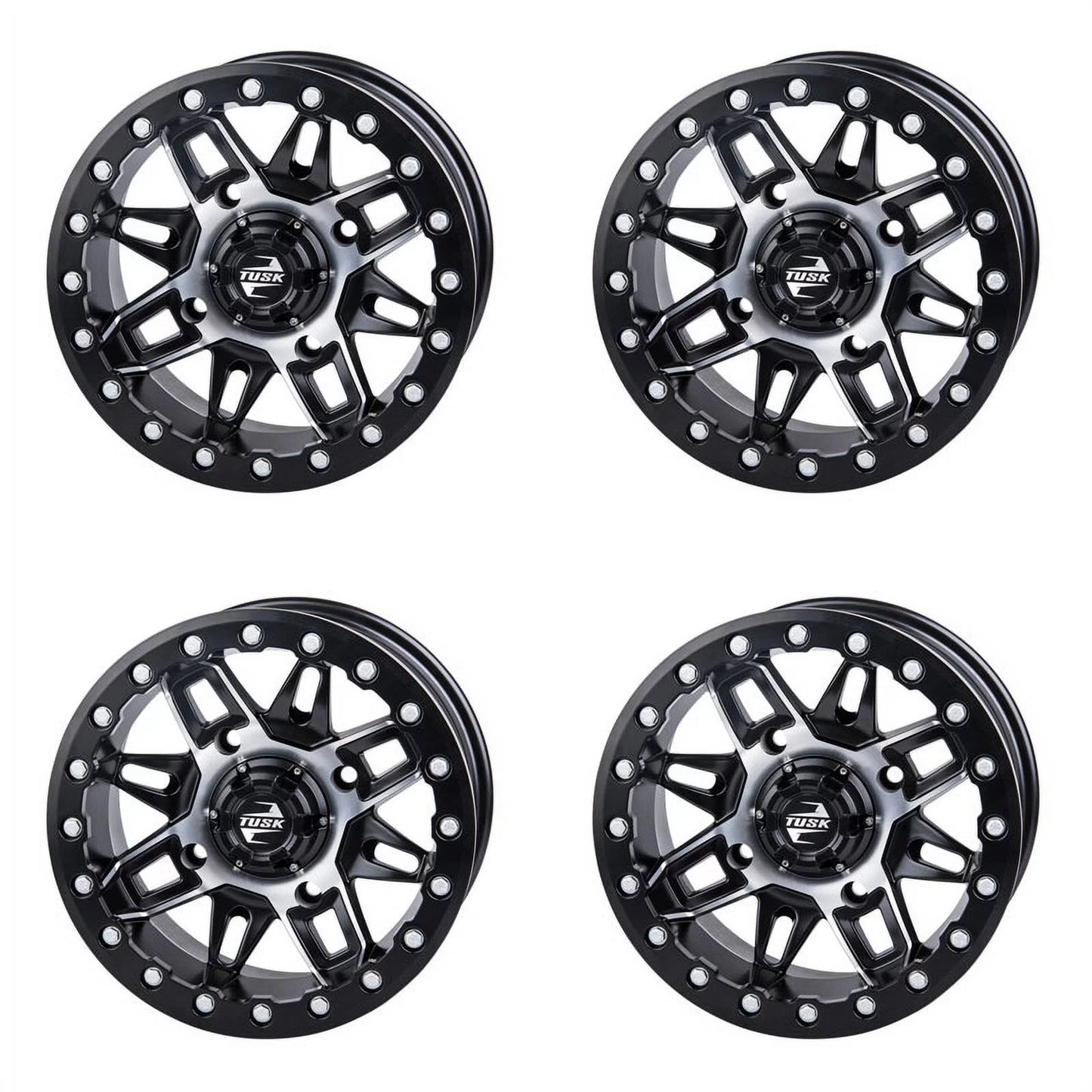 (4 pack) 4/137 TUSK wasatch BEADLOCK WHEEL 15x7 5.0 + 2.0 MACHINED/BLACK FOR CAN-AM defender hd10 PRO XT 2020-2022