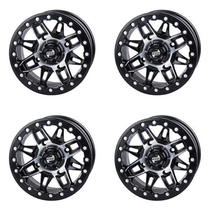 (4 pack) 4/137 TUSK wasatch BEADLOCK WHEEL 15x7 5.0 + 2.0 MACHINED/BLACK FOR CAN-AM defender hd10 PRO XT 2020-2022